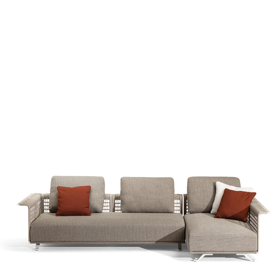 SOLARIA 3-SEATER SOFA 1 ARMREST LEFT WITH WOVEN STRUCTURE - JANUS et Cie